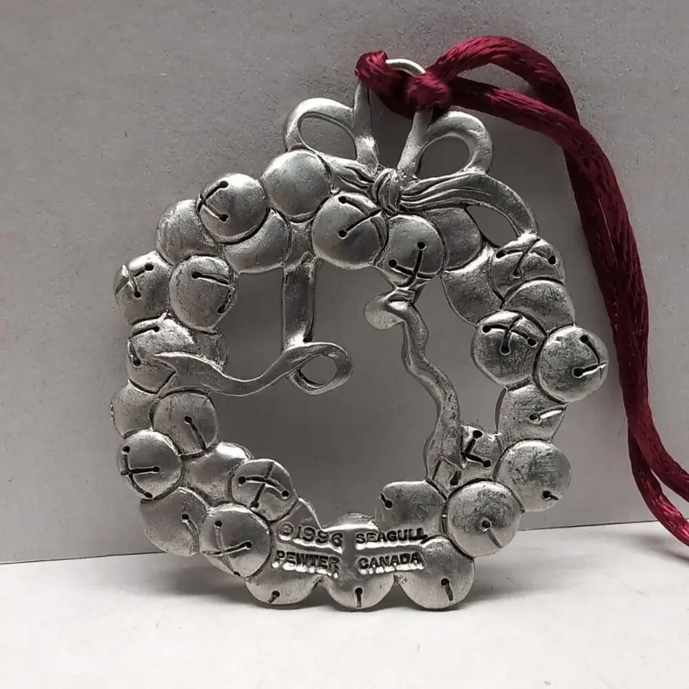 Lot‎ of 3 Seagull Pewter Ornament Canada 1988 1995 1996 Wreath Cherub Music